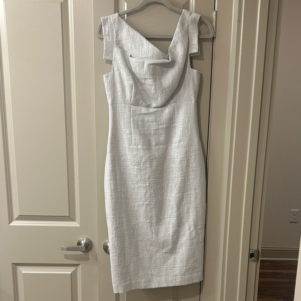NWT Black Halo Jackie O Dress Metallic Concrete